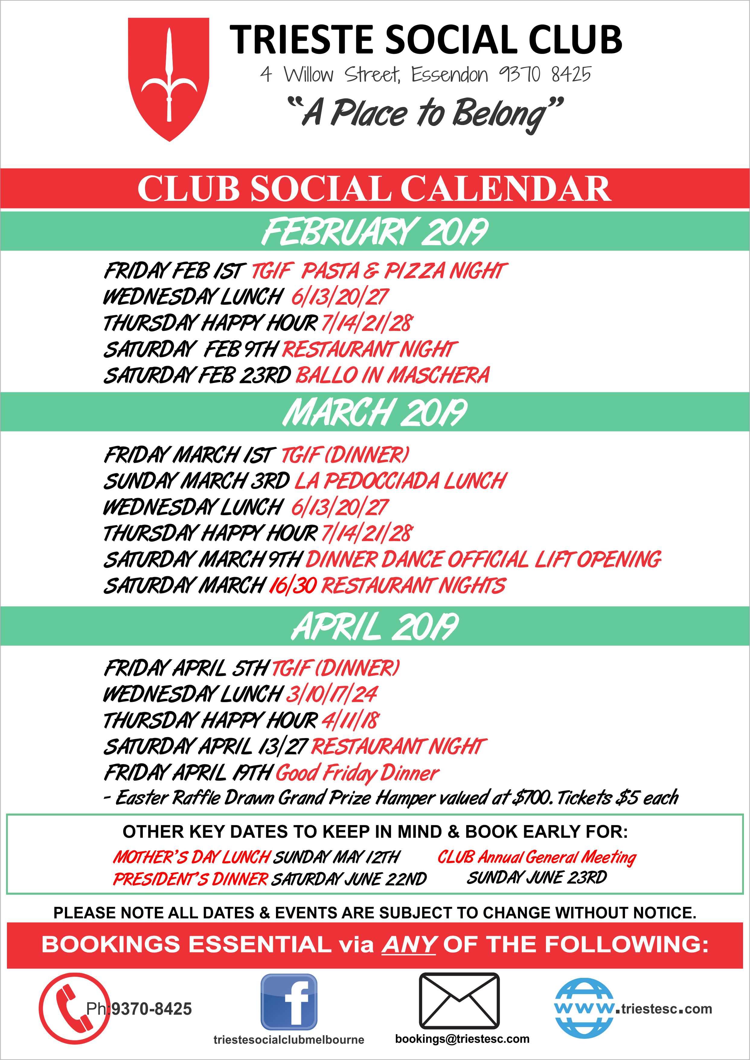 FebApril Social Calendar Trieste Social Club